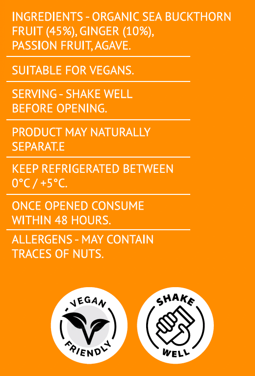 6x Organic Sea Buckthorn & Ginger Shot 60ml